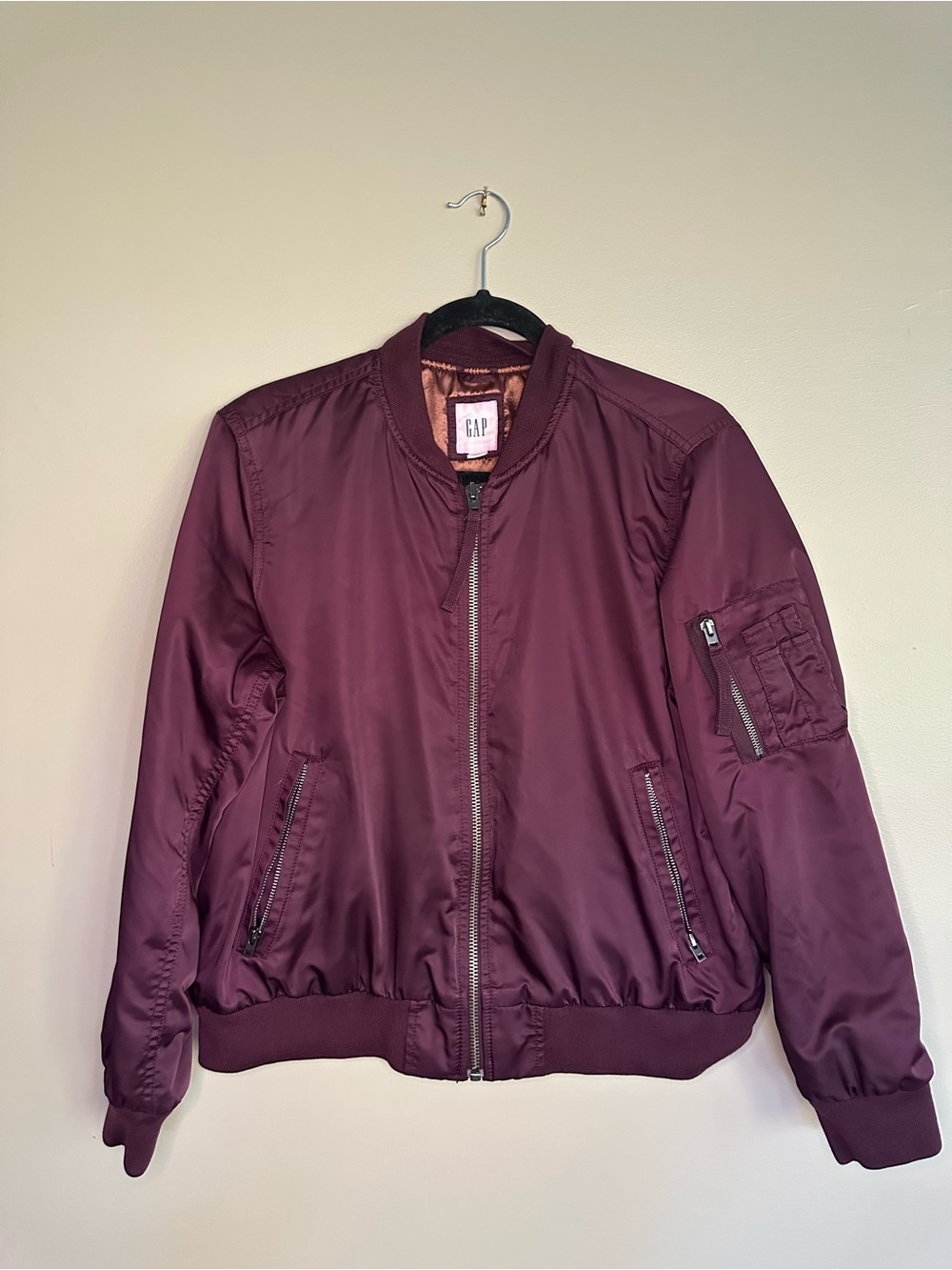 GAP Women's Burgundy Bomber Jacket